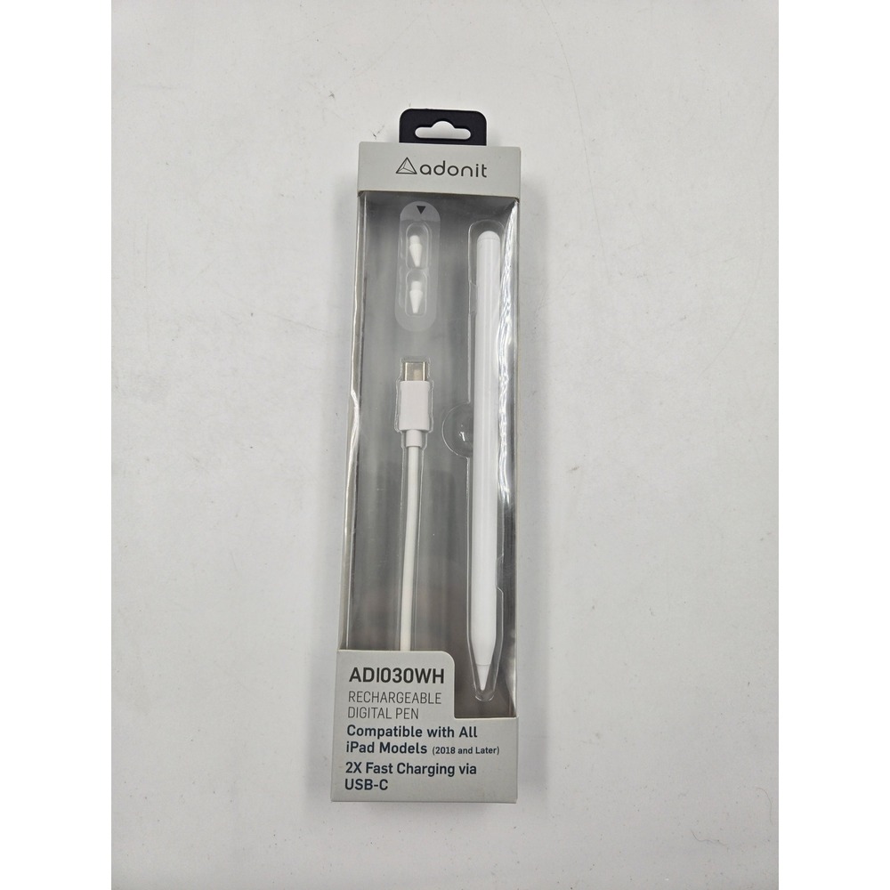 Adonit ADI030WH Rechargeable Digital Pen White for iPad 2018 and Later USB-C